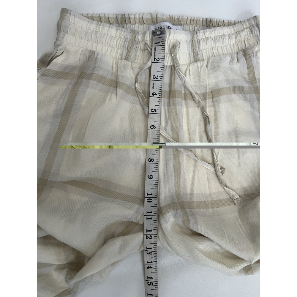 WeWoreWhat Ivory Plaid Pull On Wide Leg Pants Size Small Sheer Resortwear Beach - Picture 8 of 11
